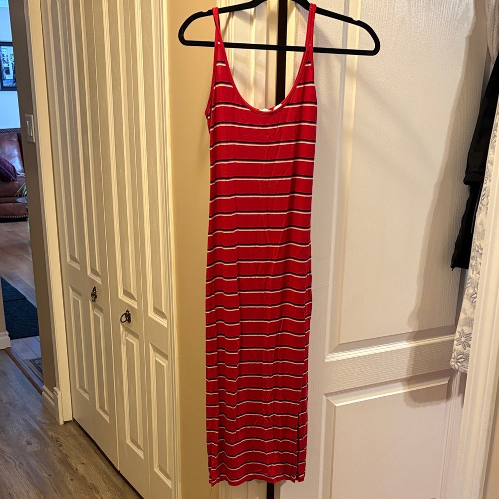 Red Striped Sleeveless Maxi Dress